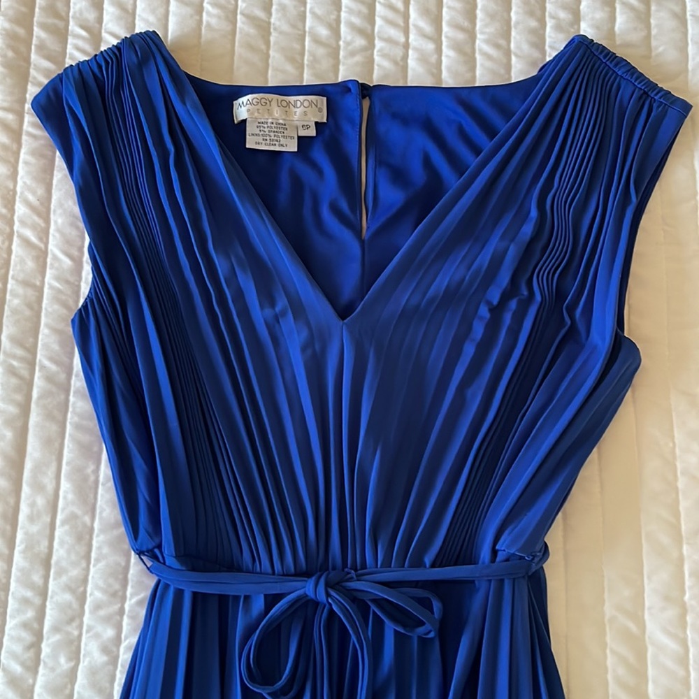 Maggy London Blue Pleated Dress Size 6P